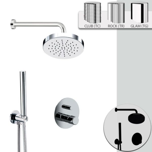 Daniel Trilogy, душевой комплект на 2 потребителя, с круглым верхним душем 22,5 см и кронштейном 30 см, цвет хром