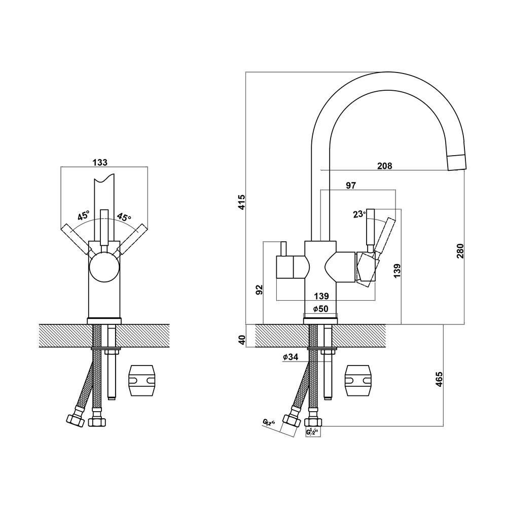 Смеситель для кухни с подключением фильтра Florentina КЛИО 333.13Н.2123.201, жасмин