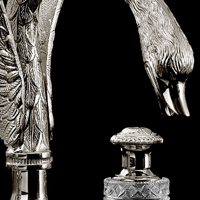 Devon&Devon Excelsior Swan Смеситель для раковины на 3 отверстия, донный клапан. Цвет: блестящий никель., артикул EXC-SW100NK