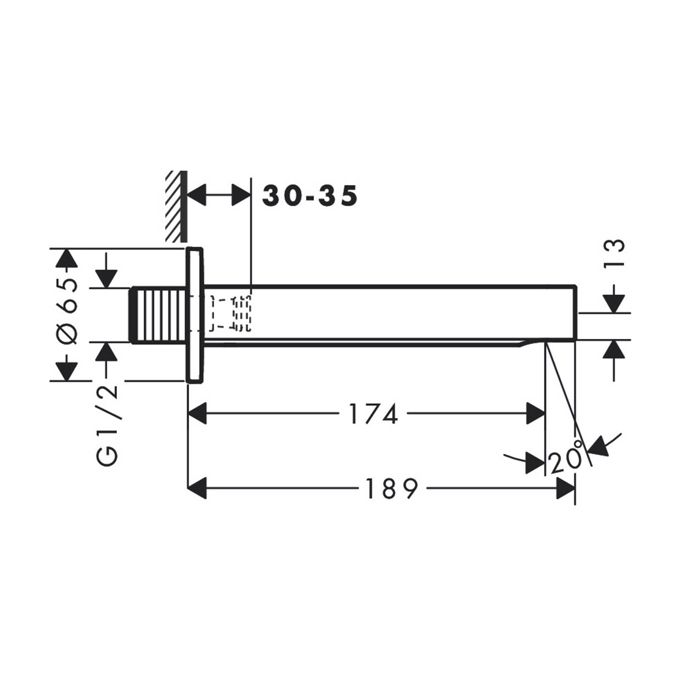 Излив, Hansgrohe, Finoris, монтаж-настенный, вынос излива, мм-189, стандарт подводки-1/2", цвет-матовый белый Излив, Hansgrohe, Finoris, монтаж-настенный, вынос излива, мм-189, стандарт подводки-1/2", цвет-матовый белый