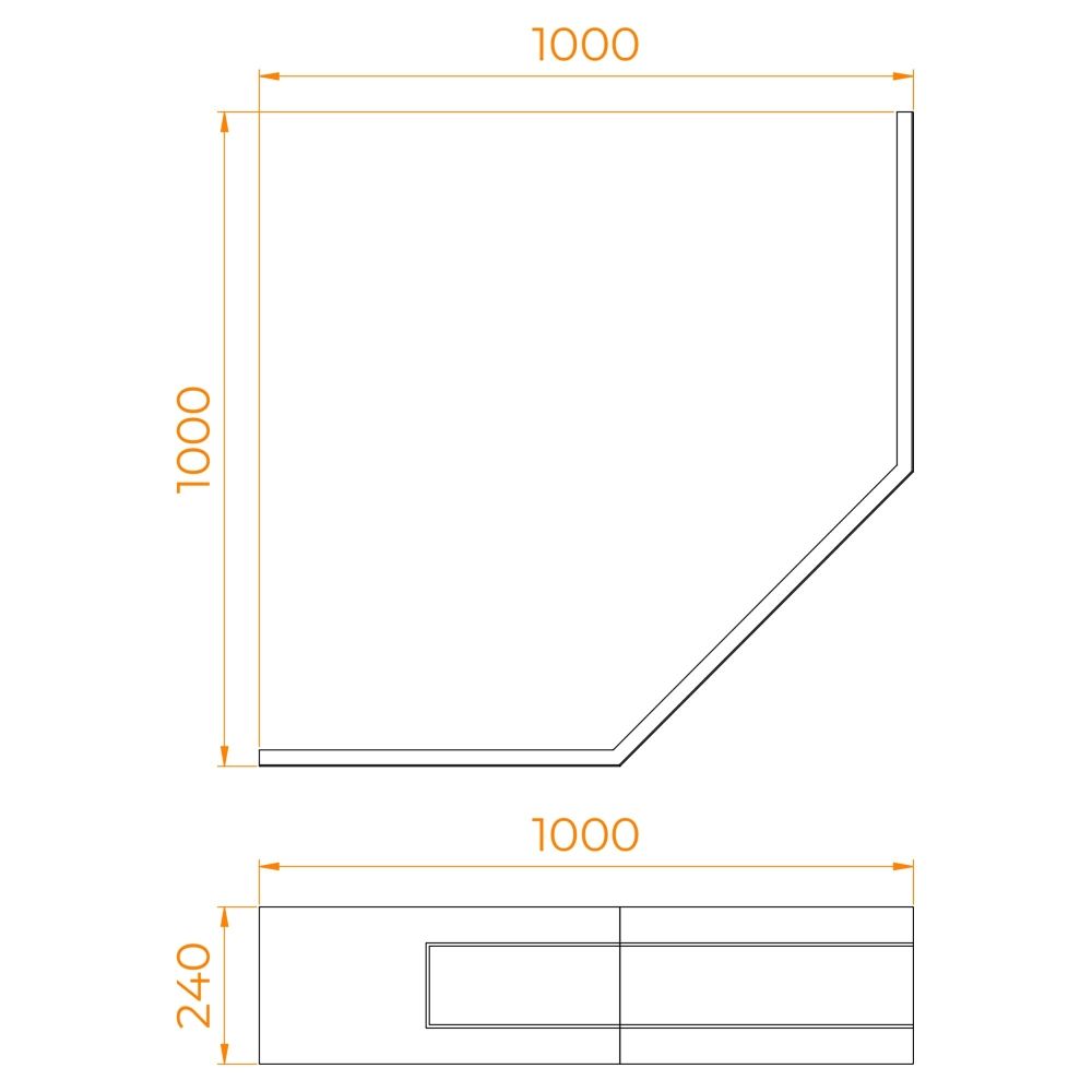 Экран для душевого поддона RGW NT/CL-S (1000x1000)