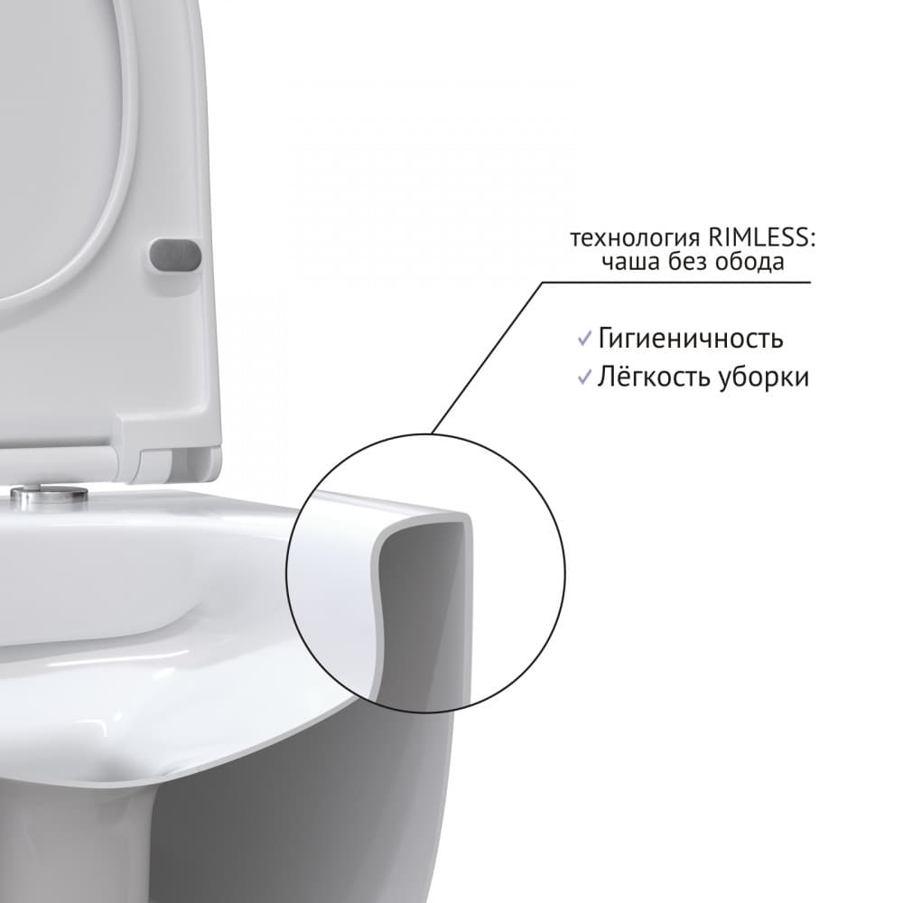 Унитаз BERGES подвестной EGO Rimless 49см, сиденье дюропласт Toma Slim SO, микролифт, быстросьем Унитаз BERGES подвестной EGO Rimless 49см, сиденье дюропласт Toma Slim SO, микролифт, быстросьем