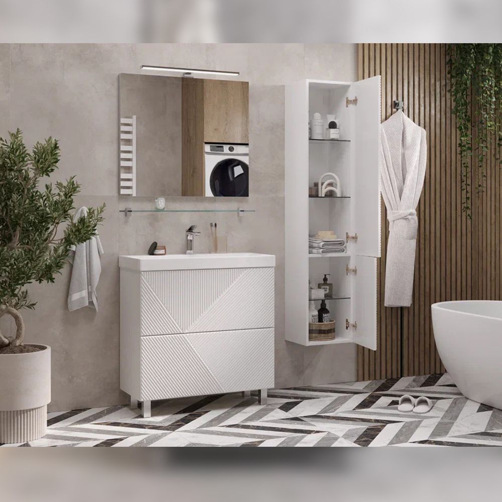 Тумба под раковину напольная Velvex Edge tn.EDG.9696.80.2Y белый глянец, 80 см, артикул tn.EDG.9696.80.2Y белый глянец