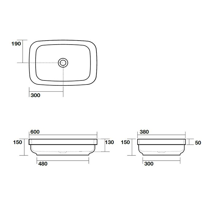 Kerasan Tribeca Раковина встраиваемая/накладная 60х38см, без отв. под смеситель, цвет: Ferro matt