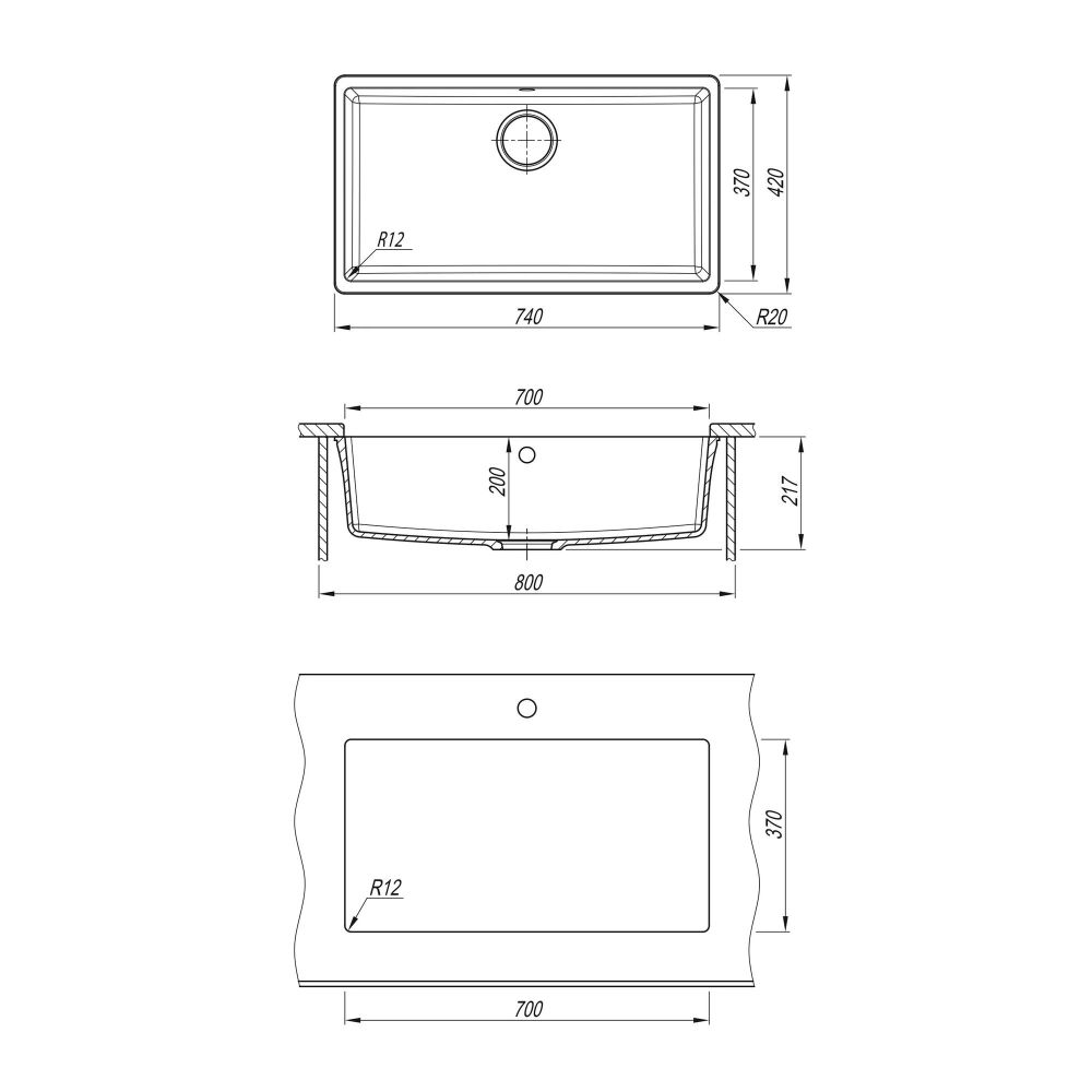 Кухонная мойка Florentina ВЕГА 22.435.E0700.307, серый шёлк, артикул 22.435.E0700.307