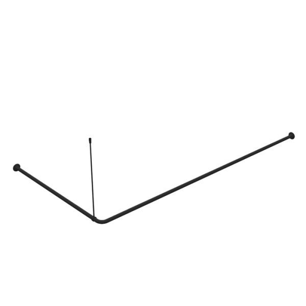 Угловой карниз для ванной комнаты, 90-180 см, черный, IDDIS, 060A200i14