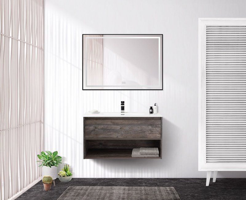 Мебель для ванной комнаты BELBAGNO KRAFT-800 с одним выкатным ящиком и одной открытой полкой, артикул KEP-80-MCO
