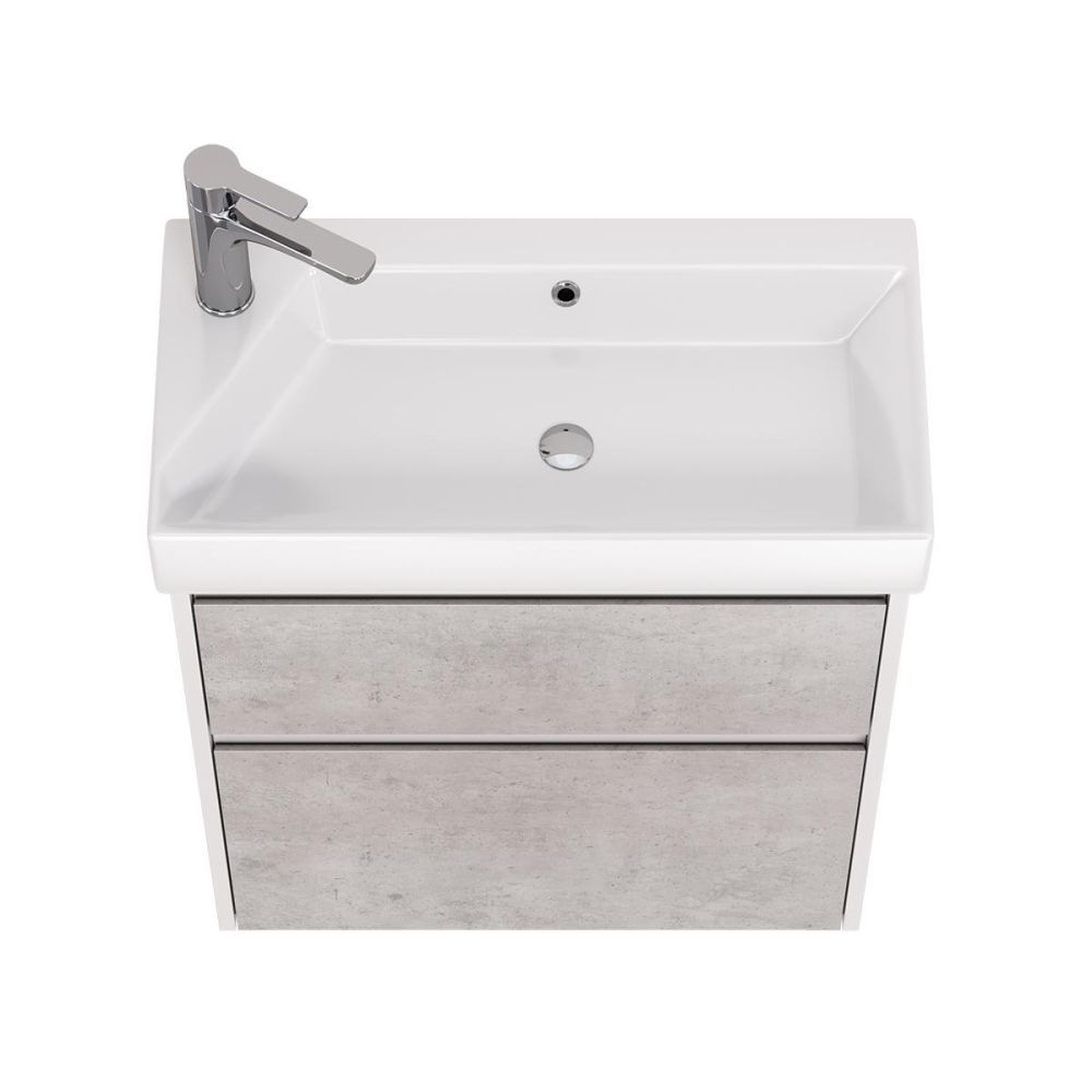 Тумба с раковиной подвесная Dreja Slim 65 см, белый/бетон, артикул 99-0503-com