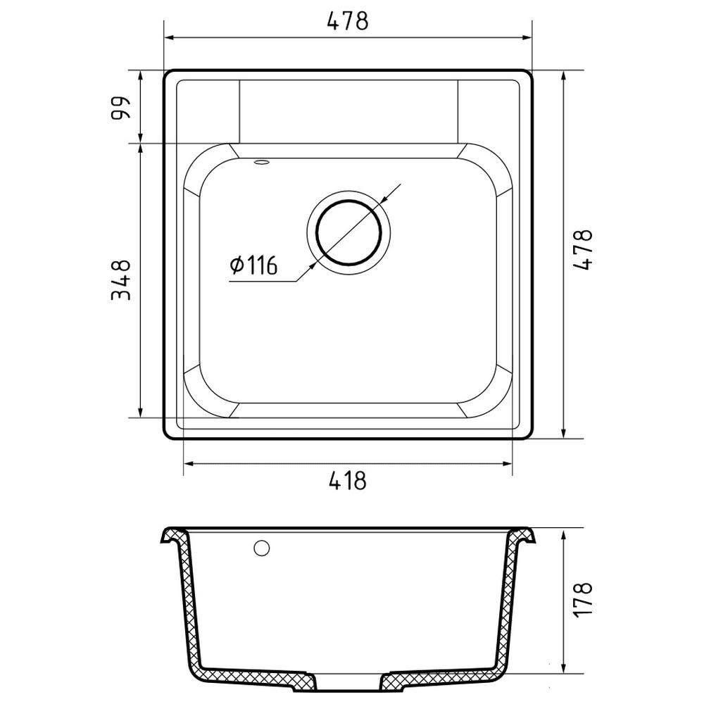 Кухонная мойка GranFest QUARZ 48, белый, артикул 48 белый