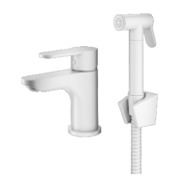 Смеситель для раковины с гигиеническим душем Prohanss P64.12.08, белый