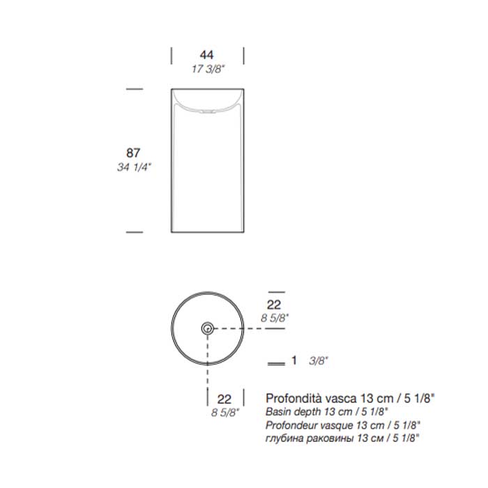 NOORTH milldue edition TUBE Раковина d44xh87 напольная из CRISTALPLANT ,слив в пол, без отв для смесителя, цвет белый матовый NOORTH milldue edition TUBE Раковина d44xh87 напольная из CRISTALPLANT ,слив в пол, без отв для смесителя, цвет белый матовый