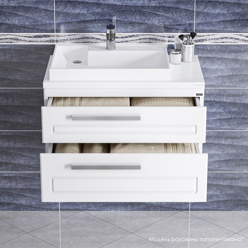 Тумба под раковину Санта Нептун "Нептун-80" 2ящ. подвесная (Ум. Юпитер 800*500 левый литой мрамор)