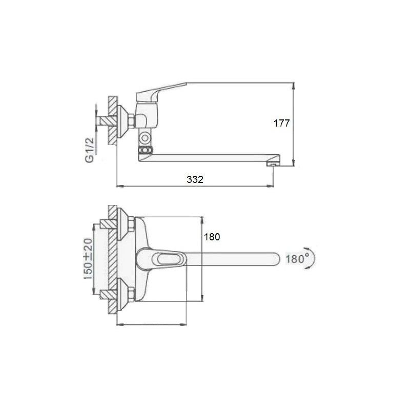 Смеситель для ванны D-Lin D140302-2, хром