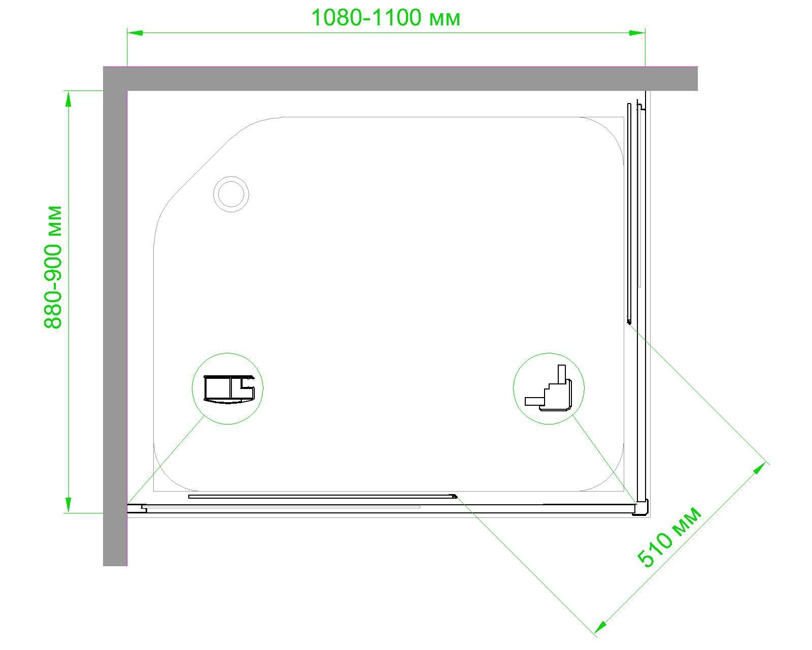 Душевой уголок Royal Bath RB HPD-T-BL 110х90х185 (прозрачное)