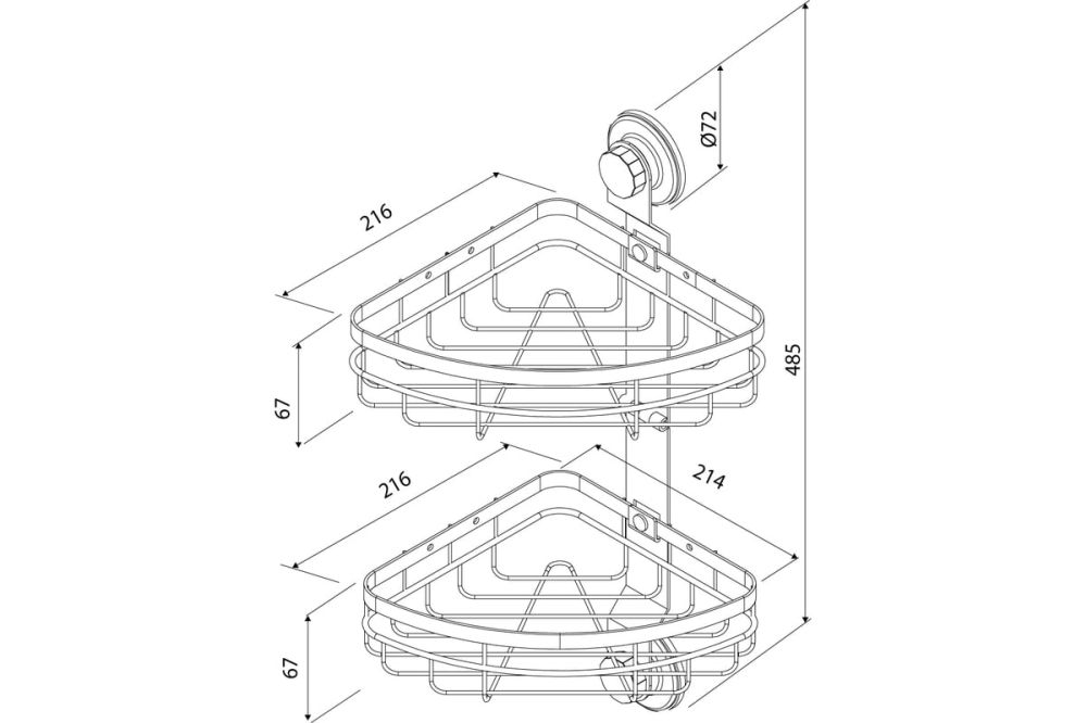 Двухъярусная угловая полка, проволока стальная, черный матовый, Easy, Milardo, EASCWS2M44, артикул EASCWS2M44