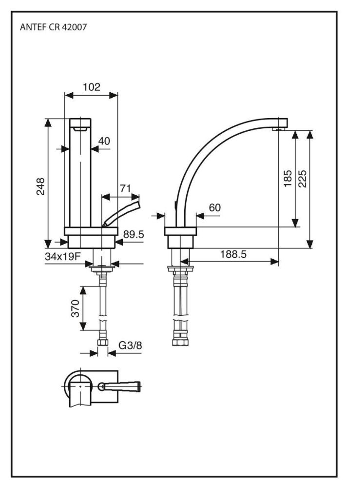 Emmevi Antef, смеситель для кухни, цвет хром, артикул 42007/CR