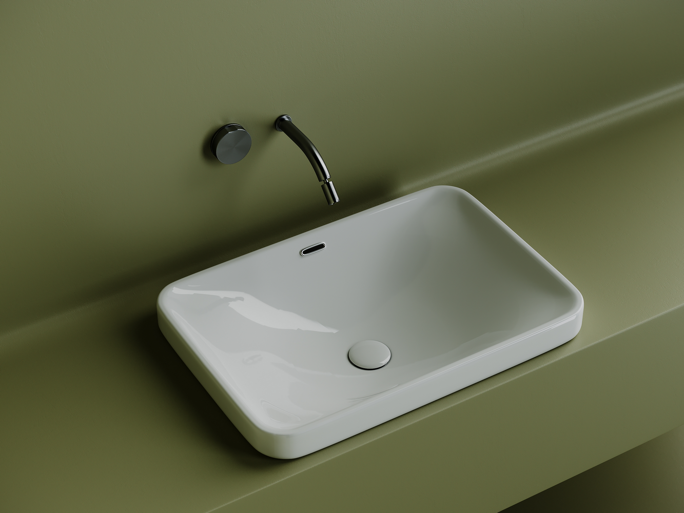 Умывальник прямоугольный встраиваемый сверху в столешницу Элемент (Element) 605x415x185мм, артикул CN5041