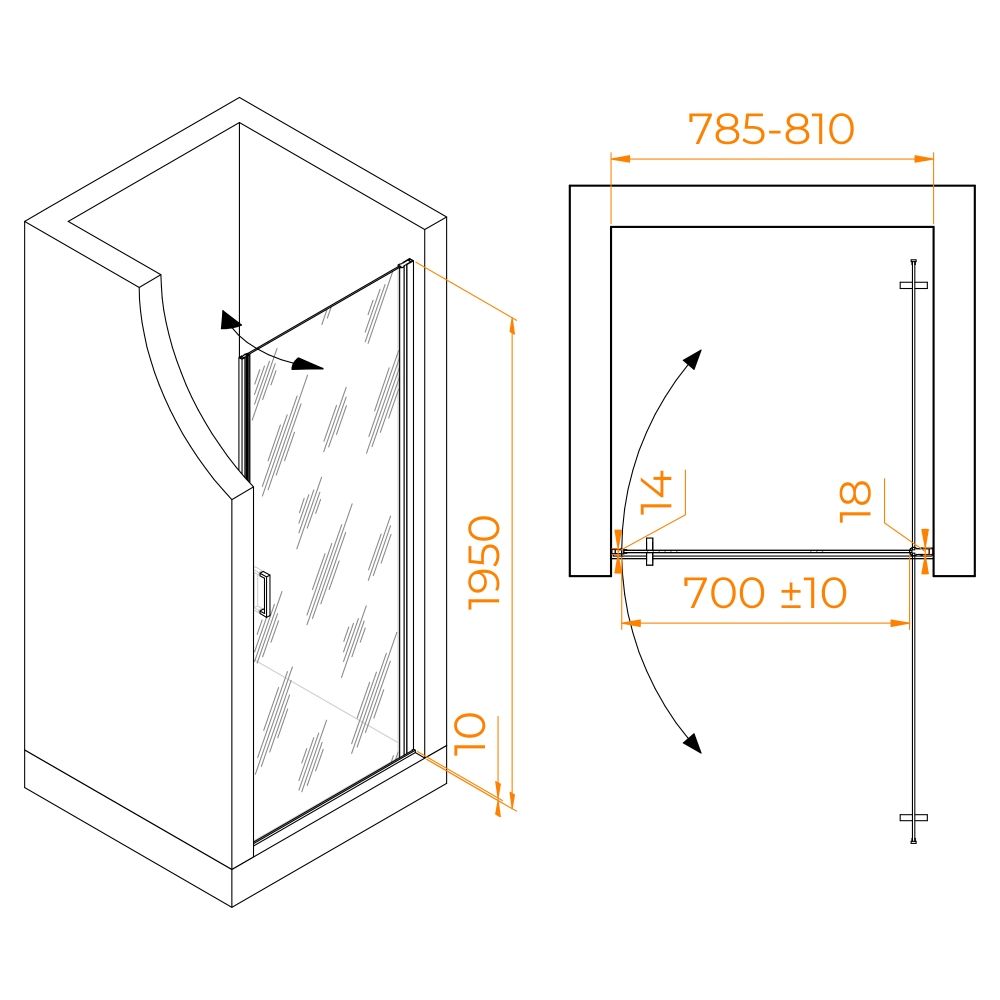 Душевая дверь RGW LE-003Gr (Матовое-Сатинат, 800)