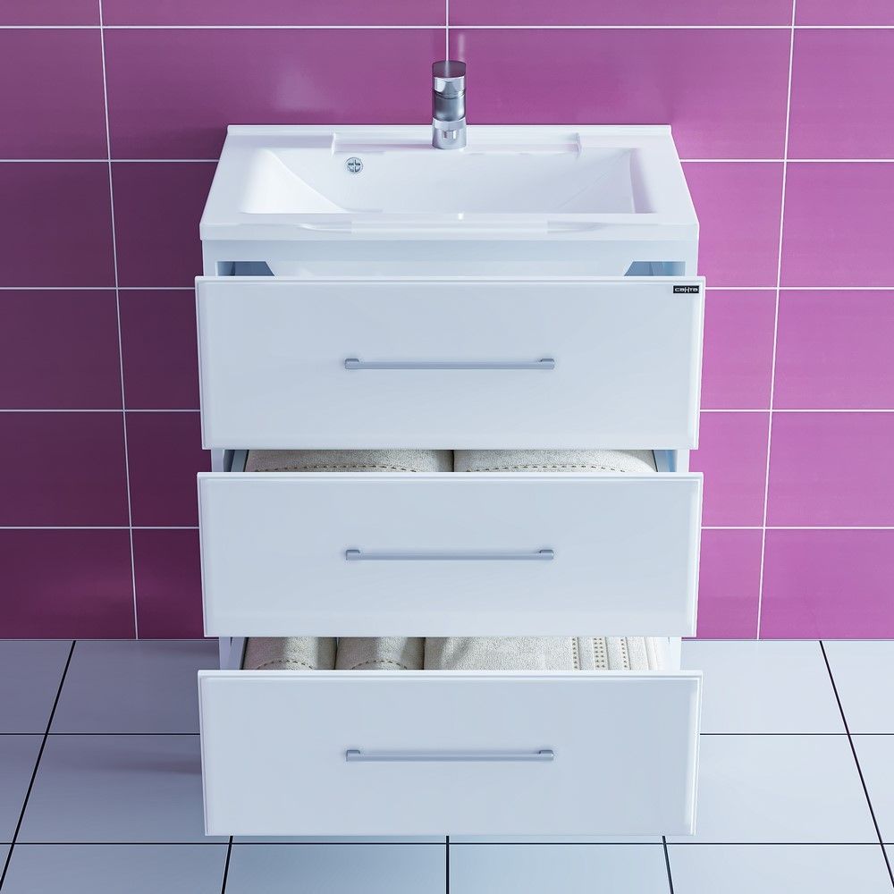 Тумба под раковину СаНта Омега 65 207016, напольная, цвет белый (Elen 65 литой мрамор)