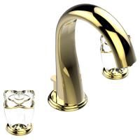 THG PETALE DE CRISTAL CLAIR LISERE DORE Смеситель для раковины на 3 отверстия, с донным клапаном, цвет полированное золото