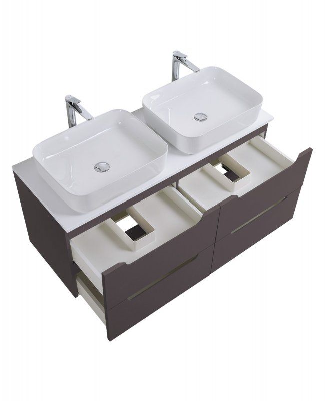 ETNA База под раковину подвесная с четырьмя выкатными ящиками для раковины с двумя чашами, Голубой Матовый, 1200x455x500, ETNA-1200-4C-SO-2-AO, артикул ETNA-1200-4C-SO-2-AO