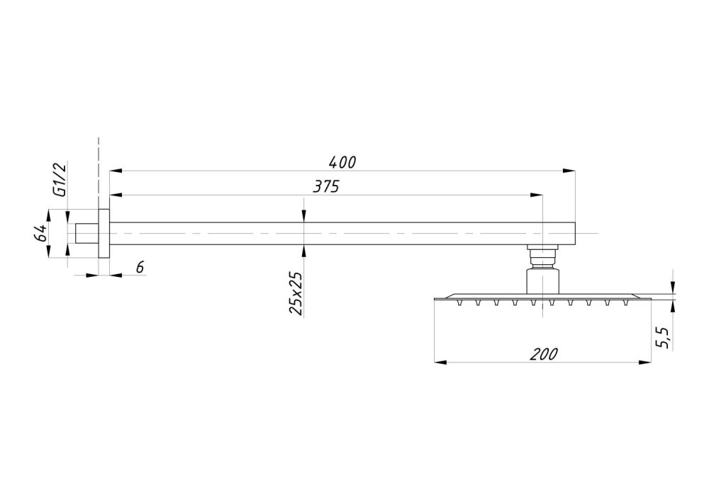 Душевая система ПСМ-Профсан с тропическим душем встраиваемая тип См-ДшОРЗШт  (PSM-CB-01), артикул PSM-CB-01