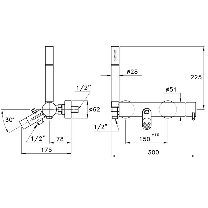 Stella Lucilla Смеситель для ванны 3267/306 с ручным душем, цвет: хром