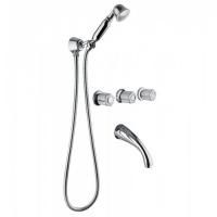 Bongio Fleur Blanc Встраиваемый комплект для ванны- смеситель с изливом, перекл. и ручным душем, цвет хром/белый фарфор (без встраиваемой части 09680)