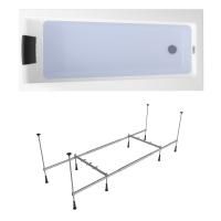 Комплект 3 в 1 Lavinia Boho Rock S1-3707005P, акриловая ванна 150x75 см, усиленный металлический каркас с монтажным набором, мягкий силиконовый подголовник