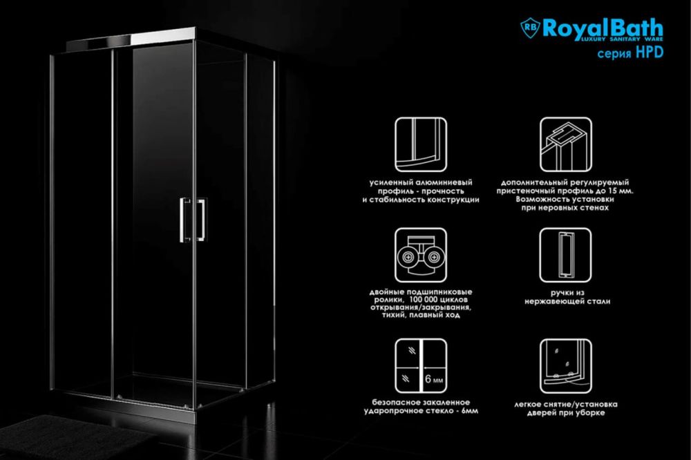 Душевой уголок Royal Bath RB HPD-C-BL 115х100х200 (матовое), артикул RB10115HPD-C-BL