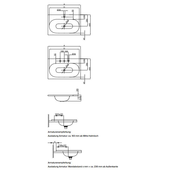 BETTE COMODO Раковина встраиваемая на столешницу 600×495×120 мм, без отв под смес.и перел. с крепл. в компл.цвет белый