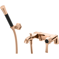 CISAL Cherie Смеситель на борт ванны однорычажный, с душевым комплектом, цвет розовое золото/черный