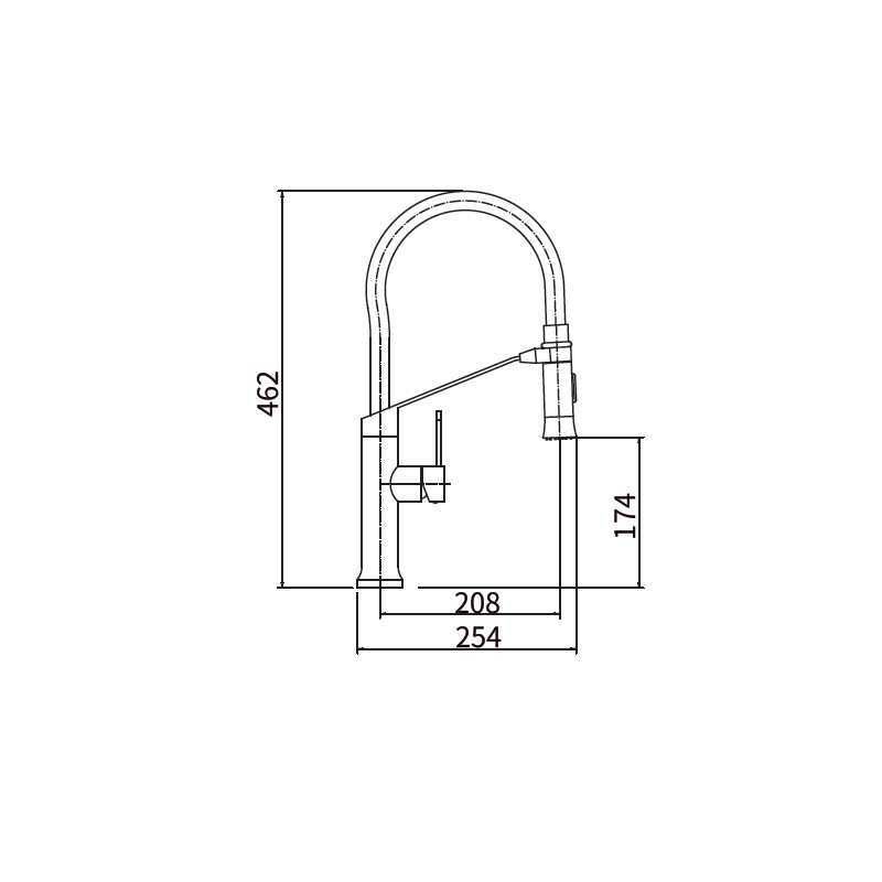 Смеситель для кухни с гибким изливом FASHUN A54501-7, сатин/черный