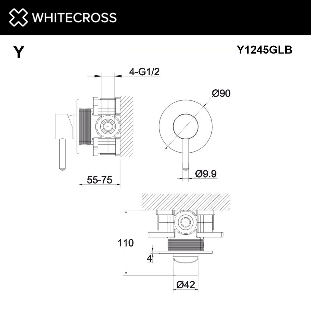 Смеситель для душа скрытого монтажа WHITECROSS Y Y1245GLB (брашированное золото) Смеситель для душа скрытого монтажа WHITECROSS Y Y1245GLB (брашированное золото)