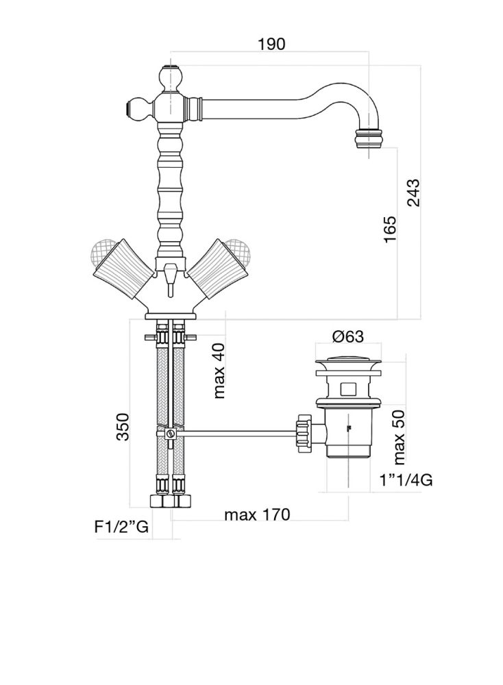 Смеситель для кухни Fiore VENERE SKY (SWAROVSKI®) 13CO0625, хром/золото