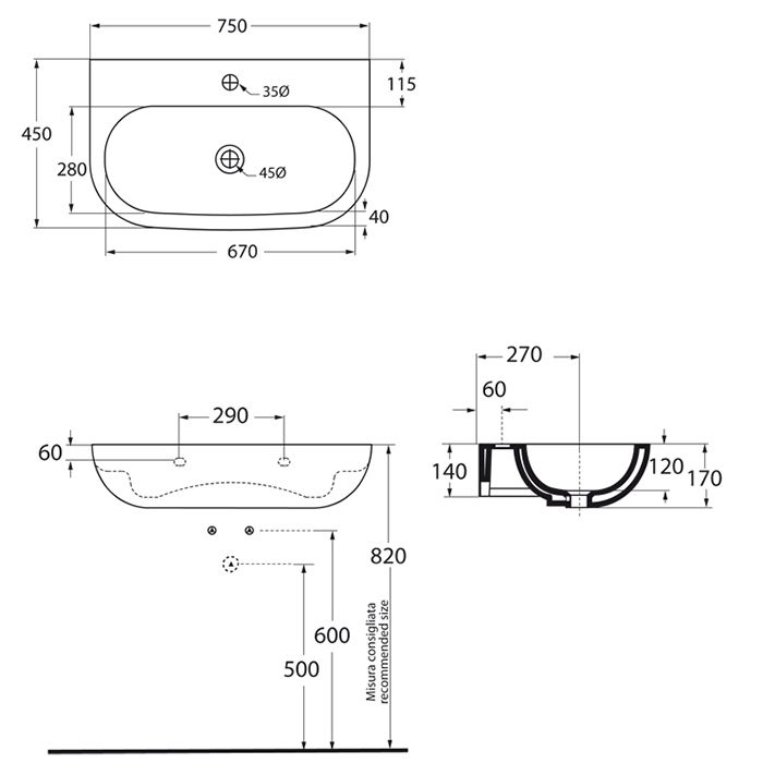 AZZURRA NUVOLA Раковина с 1 отв под смеситель 75х45см, цвет белый AZZURRA NUVOLA Раковина с 1 отв под смеситель 75х45см, цвет белый