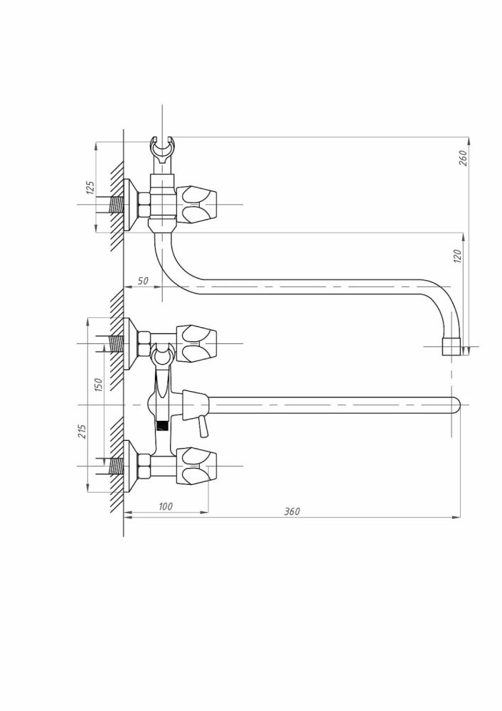 Смеситель для ванны с душем ПСМ-ПРОФСАН PSM-157-48 ЕВРО тип См-ВУДРНШлА, артикул PSM-157-48