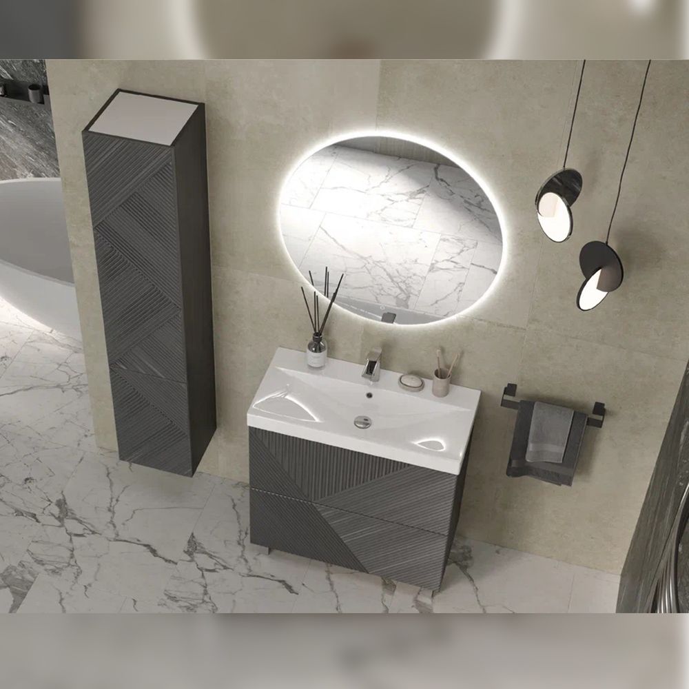 Тумба под раковину напольная Velvex Edge tn.EDG.9696.80.2Y графит, 80 см, артикул tn.EDG.9696.80.2Y графит