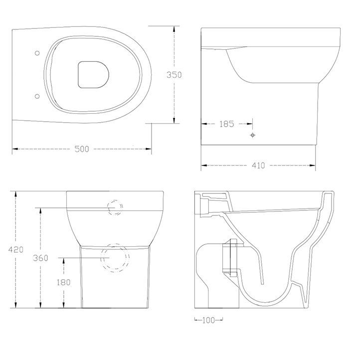ARTCERAM SMARTY Унитаз напольный безободковый 37х50 см, слив универсальный, без креплений, цвет белый