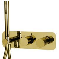 Fima Carlo Frattini Spillo Tech Смеситель для душа, встраиваемый, на 2 источника, с ручным душем, цвет: золото