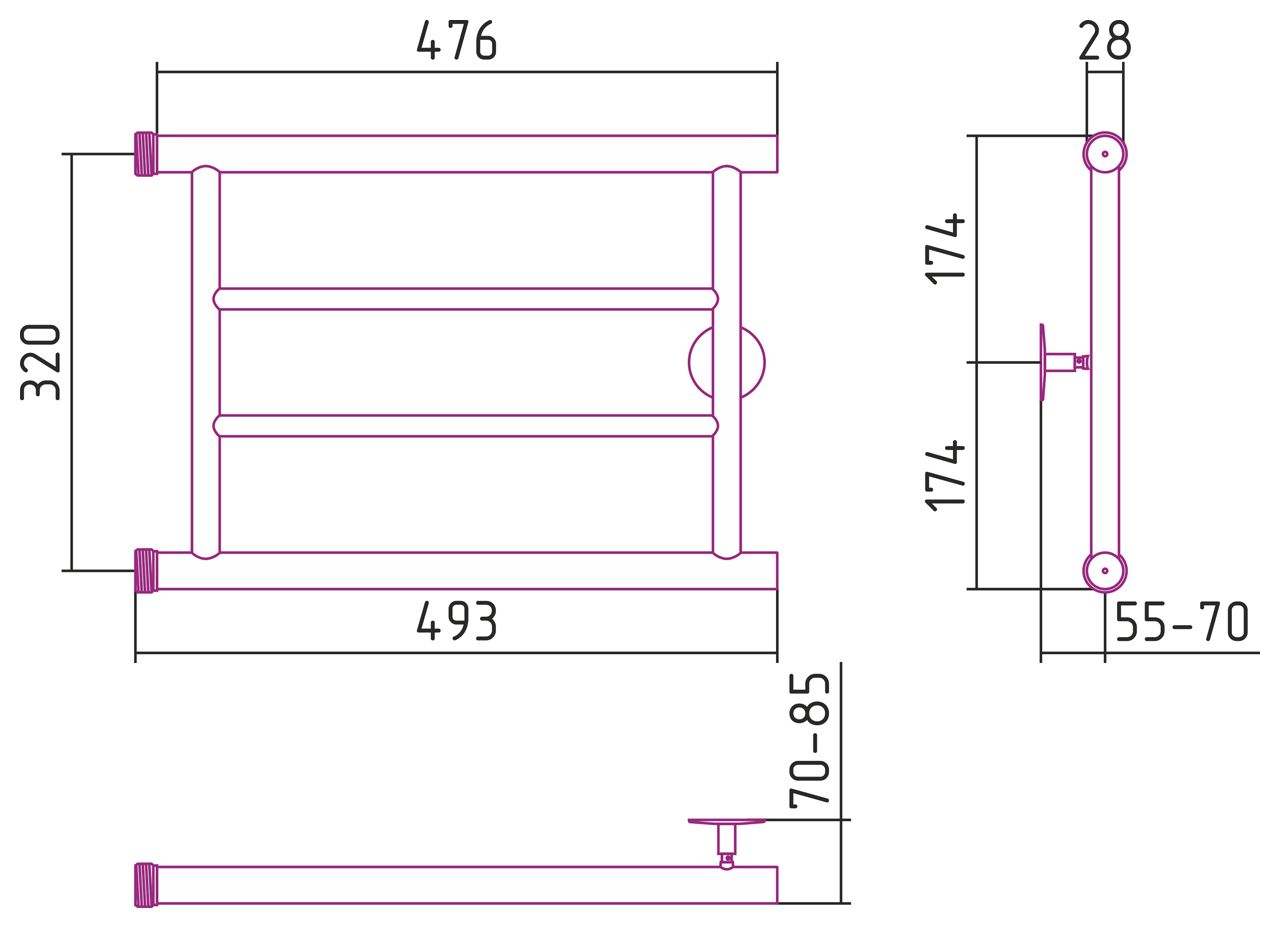 Полотенцесушитель СТИЛЬЕ "Минор 0600" 320х500 (2) П (Без покрытия)