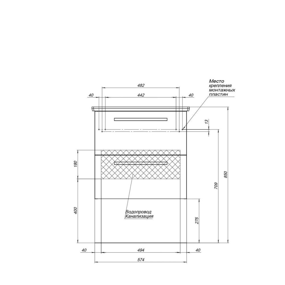 Тумба под раковину подвесная Dreja Gio 60 см, дуб кантри, артикул 77.0102D