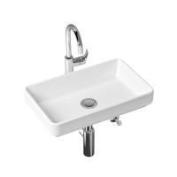 Комплект 4 в 1 Lavinia Boho Bathroom Sink Slim 21510196, накладная фарфоровая раковина 55 см, смеситель с донным клапаном, латунный сифон, угловые вентили 2 шт.