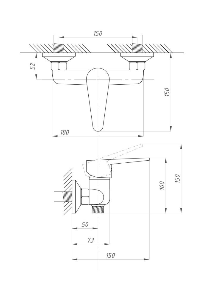 Смеситель для душа ПРОФСАН КОМПЛЕКТАЦИЯ тип  См-ДшОНРШл (PSM-104-4), артикул PSM-104-4