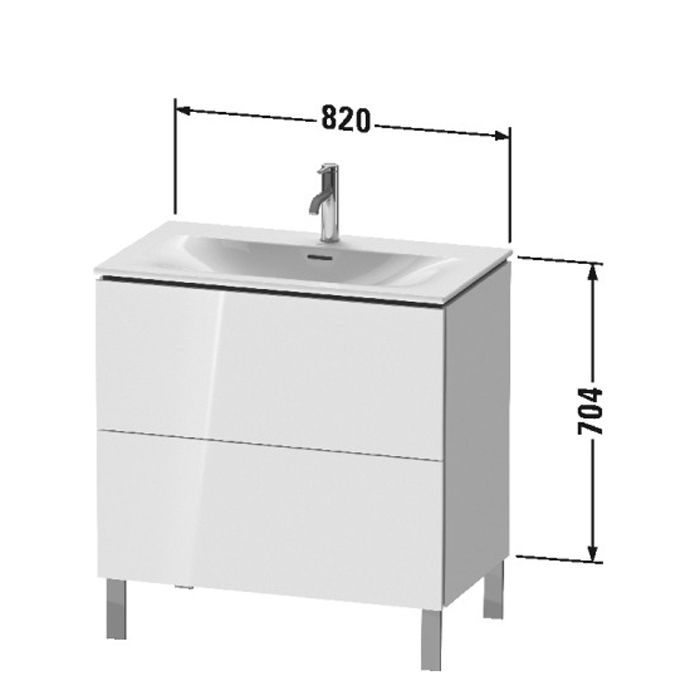 Duravit L-Cube Тумба напольная под раковину # 234483, 2 ящика, 704x820x481мм, цвет White High Gloss, артикул LC659702222