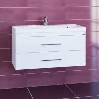 Тумба под раковину Санта Вегас 100 см, 226027, 2 ящика, 1 дверь, напольная, белый (ум. Classic 100 литой мрамор)