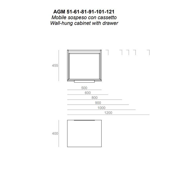SIMAS AGILE  Тумба подвесная 50x46xh40 см, для раковины AG51, 1 ящик, ручка матовый хром, цвет OXIDE SIMAS AGILE  Тумба подвесная 50x46xh40 см, для раковины AG51, 1 ящик, ручка матовый хром, цвет OXIDE
