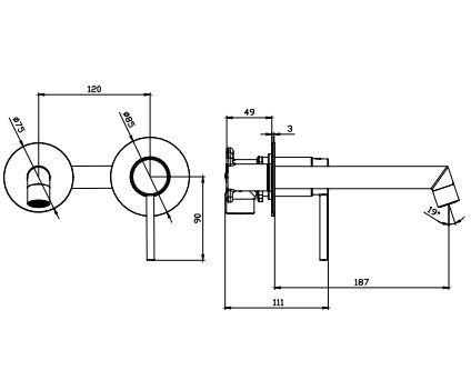 Смеситель для раковины DQ Stuttgart встраиваемый настенный хром (DA1774401), артикул DA1774401
