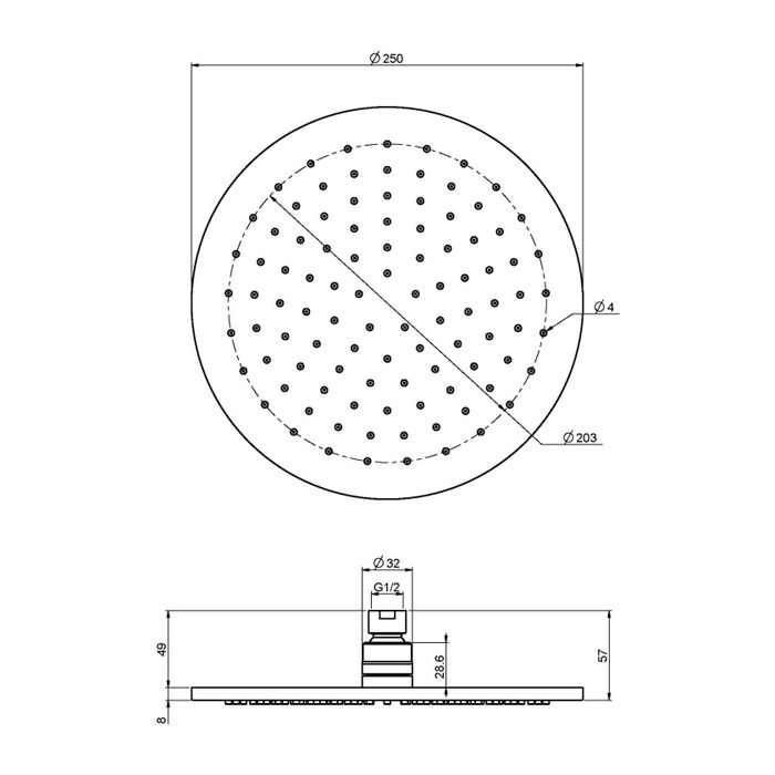 FIMA|Carlo Frattini WELLNESS Верхний душ из латуни Ø 250 мм., цвет золото брашированное