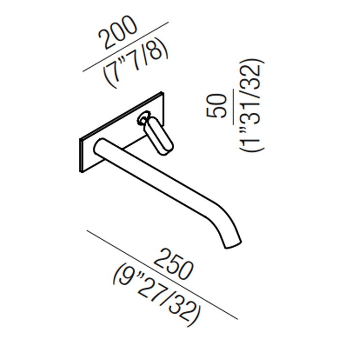 Agape Square Смеситель для раковины встроенный, однорычажный, излив: 25cм, цвет: глянец Agape Square Смеситель для раковины встроенный, однорычажный, излив: 25cм, цвет: глянец